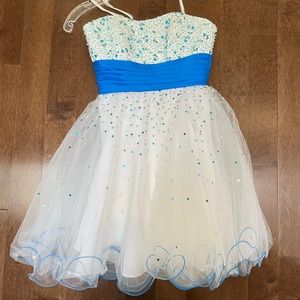 White and Blue Prom Dress
